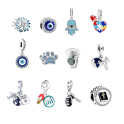 Charm de plata de ley 925 para pulsera: bonitos charms colgantes de corazón, mariposa, arcoíris y manzana, regalo para mujer.
