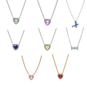 Collares de plata de ley 925 con forma de corazón, mariposa y cinta
