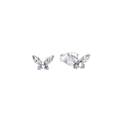 Pendientes de plata de ley 925 con forma de corazón, mariposa y cinta