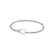 925 Sterling Silver Heart Charm Bracelet for Women – Elegant Snake Chain Bangle