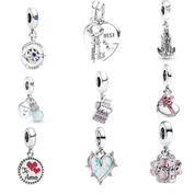 Abalorios con dijes de amor y amistad para pulsera | Corazón, regalo, llave y dijes significativos | Regalo de joyería para mujer
