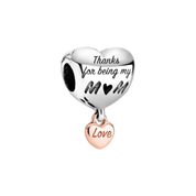 Abalorios con diseño de amor y familia para pulseras | Dijes de mamá, mejor amiga, corazón y oro rosa | Regalo para mujeres