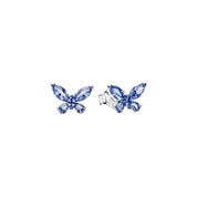 Pendientes de plata de ley 925 con forma de corazón, mariposa y cinta