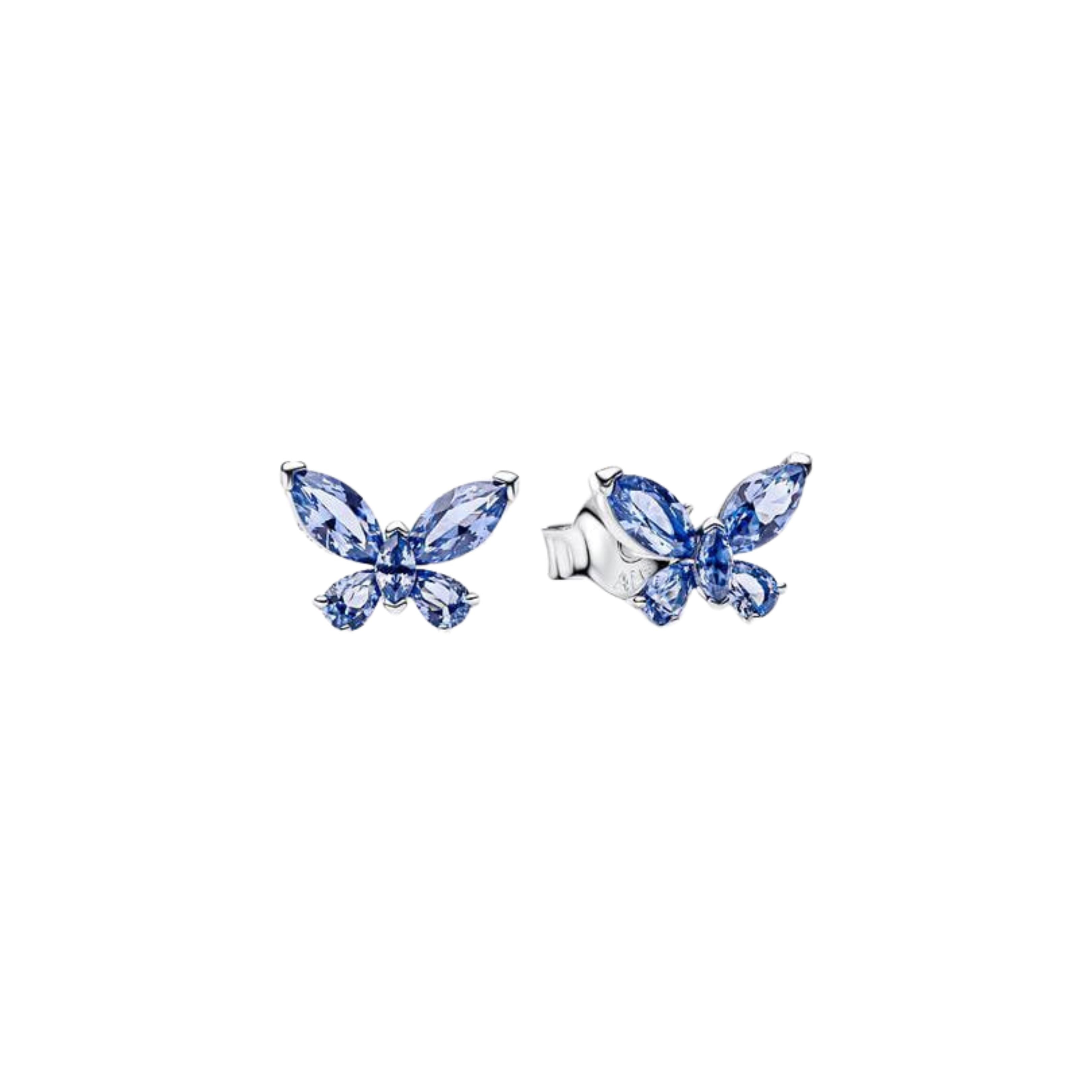 Pendientes de plata de ley 925 con forma de corazón, mariposa y cinta
