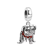 Precioso dije de plata de ley 925 para pulsera: corazón, corona y ojo malvado. Regalo.