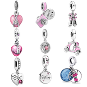 Cuentas Rosas Encantadoras para Pulsera | Dijes de Corazón, Cámara, Patinete y Lindos | Joyería de Regalo para Mujeres