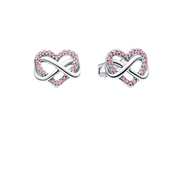 Women's Gold & Silver Tone Earrings – Sparkling Crystal Studs, Small Hoop Earrings, Infinity Heart & Pink Stone Designs, Dainty Fashion Jewelry Gifts for Her