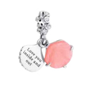 Precioso dije de plata de ley 925 para pulsera: corazón, corona y ojo malvado. Regalo.