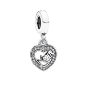 Dijes para pulsera de plata de ley 925: corazón, amor, mamá, bonitos dijes colgantes