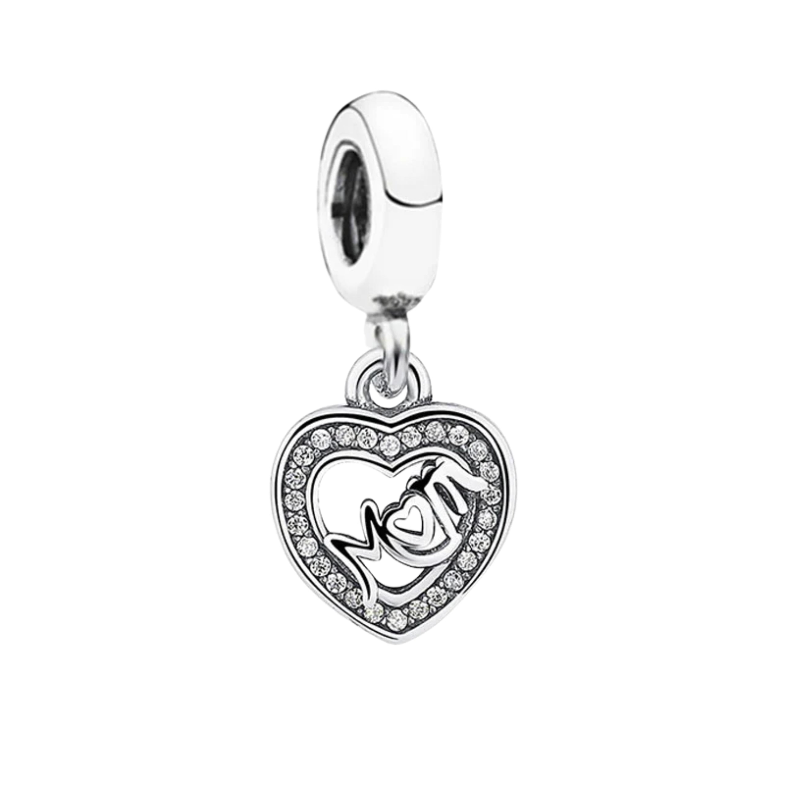 Dijes para pulsera de plata de ley 925: corazón, amor, mamá, bonitos dijes colgantes