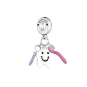 Precioso dije de plata de ley 925 para pulsera: corazón, corona y ojo malvado. Regalo.