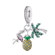 Charm colgante de plata de ley 925 para pulsera: corazón, mariposa, flor y dijes de viaje, regalo para mujer.