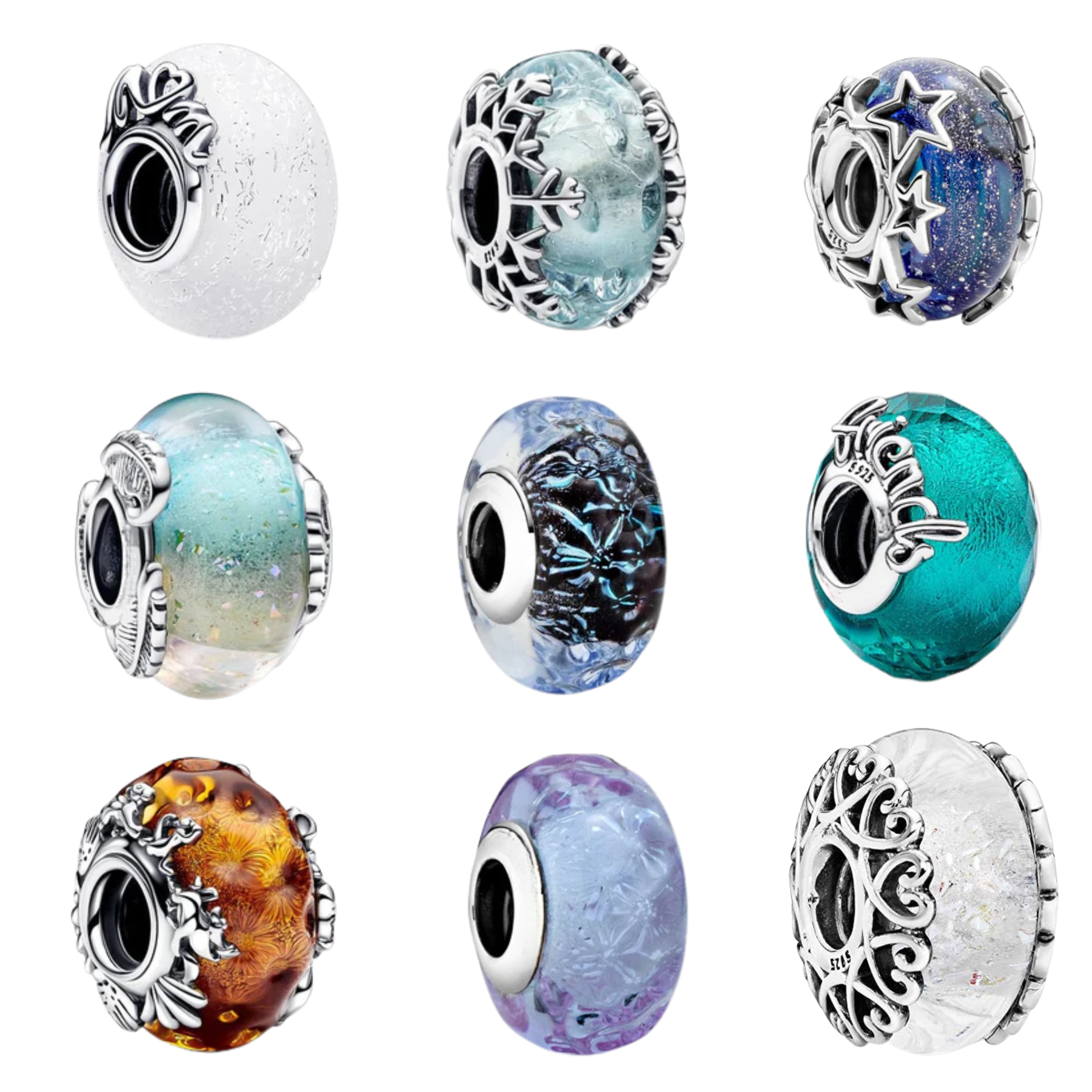 Cuentas de Cristal para Pulsera | Charms de Galaxia Brillante, Océano y Cristal | Joyería Estética para Mujer