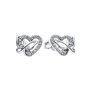 Women's Gold & Silver Tone Earrings – Sparkling Crystal Studs, Small Hoop Earrings, Infinity Heart & Pink Stone Designs, Dainty Fashion Jewelry Gifts for Her