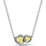 925 Sterling Silver Double Heart Jewelry Set – Necklace, Ring & Stud Earrings with Crystal Stones
