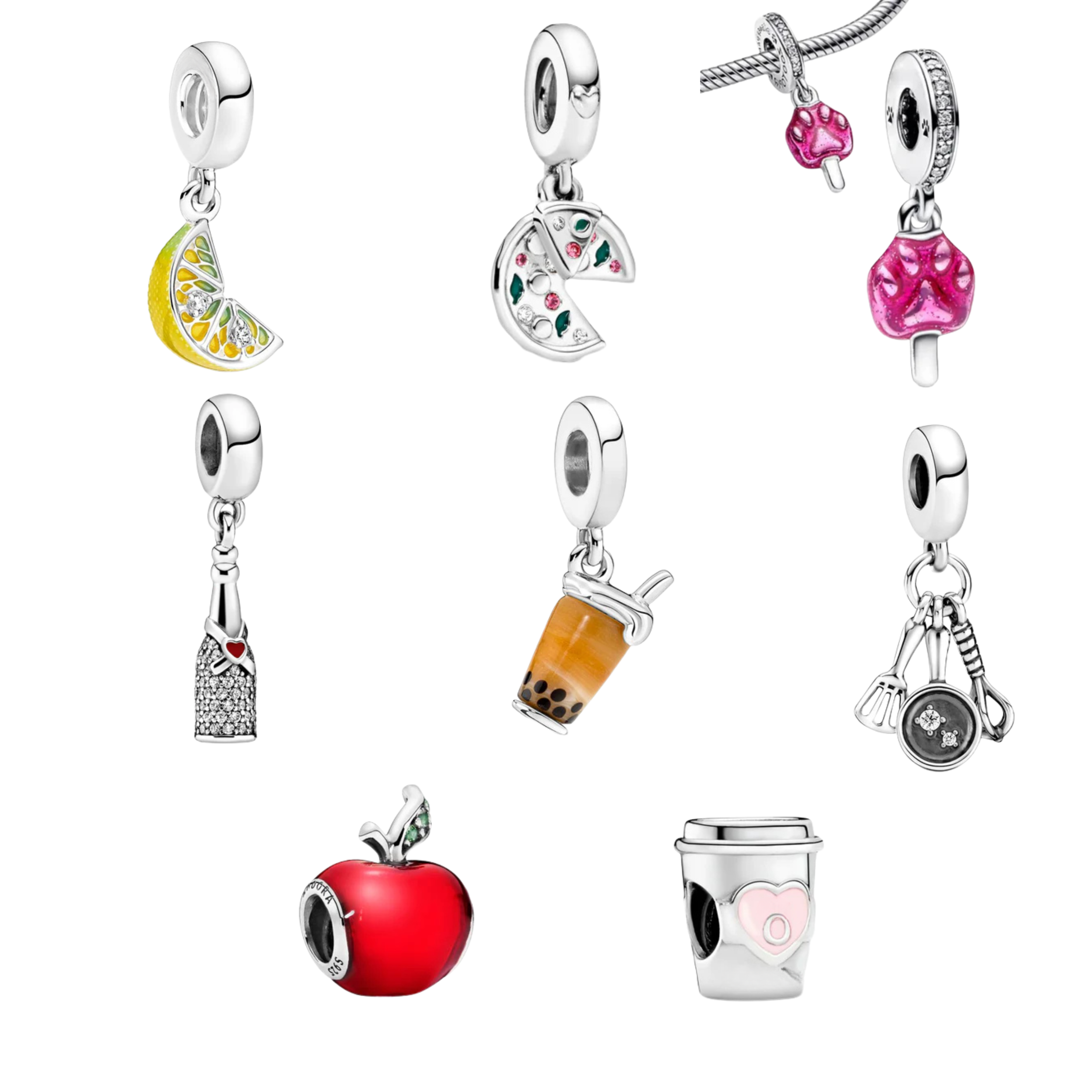 Dijes de comida adorables para pulseras | Dijes de frutas, bebidas y estética | Joyería divertida para mujeres
