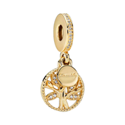 Cuentas de Oro con Dijes para Pulsera | Dijes de Lujo con Corazón, Trébol, Árbol y Cristal | Joyería Elegante para Mujeres