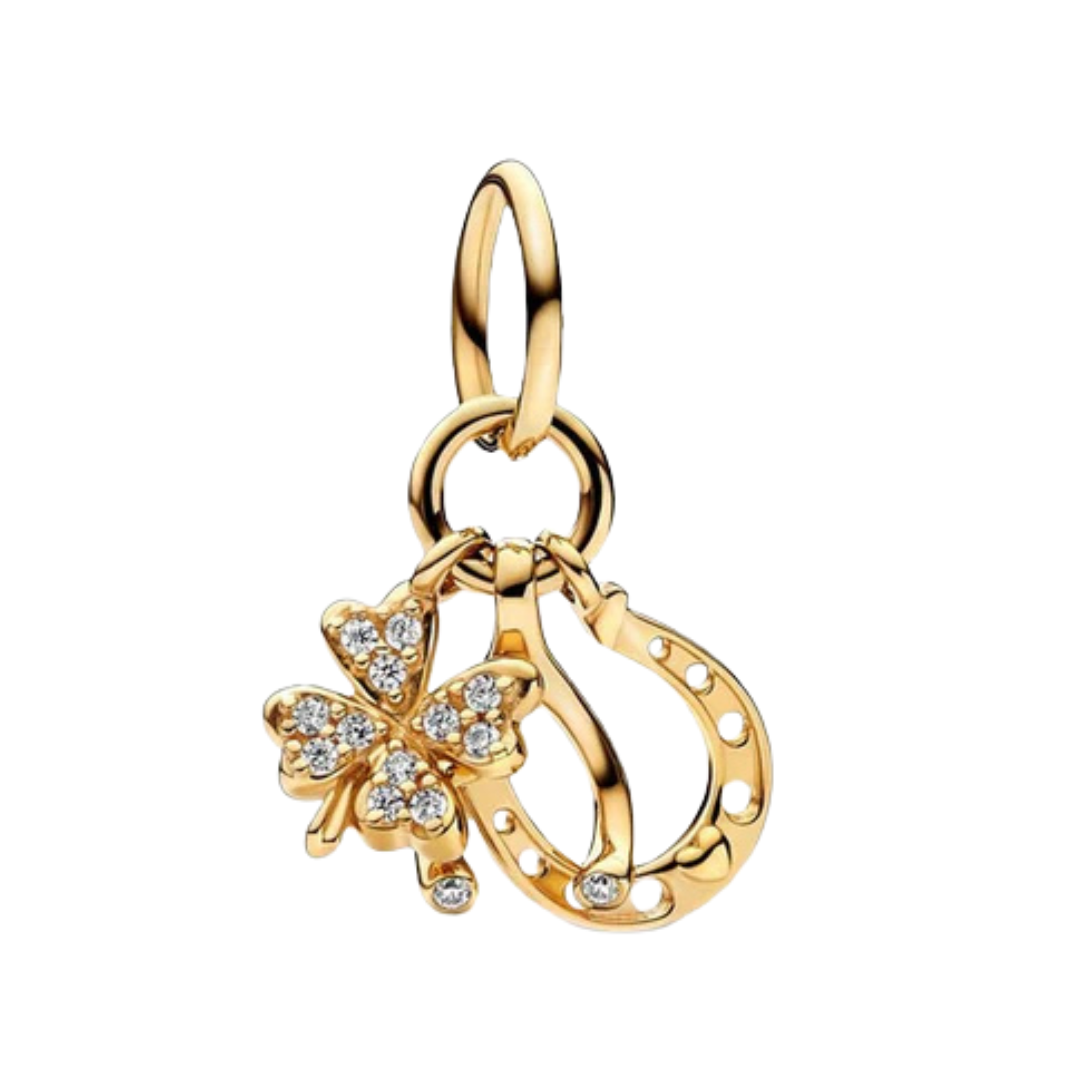 Cuentas de Oro con Dijes para Pulsera | Dijes de Lujo con Corazón, Trébol, Árbol y Cristal | Joyería Elegante para Mujeres