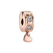 Set de Abalorios y Colgantes para Pulsera | Abalorios de Cristal con Clip y Cuenta de Flor Rosa | Elegante Set de Joyería