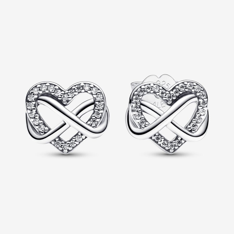 Infinity Heart Jewelry Set – Necklace, Stud Earrings & Charm Bracelet | 925 Sterling Silver Style Gift Set