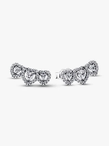 Luxury Heart Crystal Jewelry Set – Necklace, Bracelet & Earrings | Silver Plated Heart Design