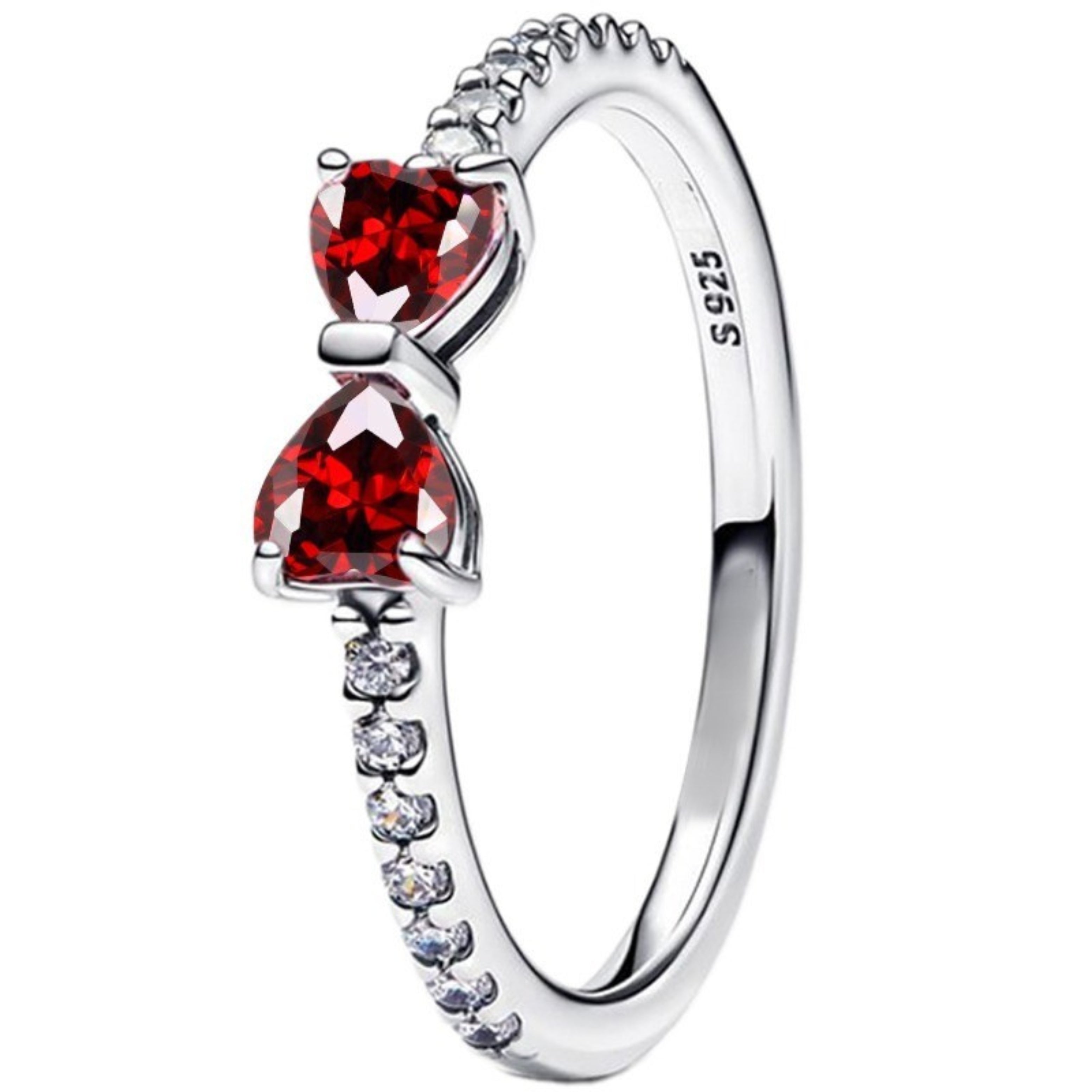 925 Sterling Silver Bow Jewelry Set – Necklace, Ring & Stud Earrings with Color Crystal Stones