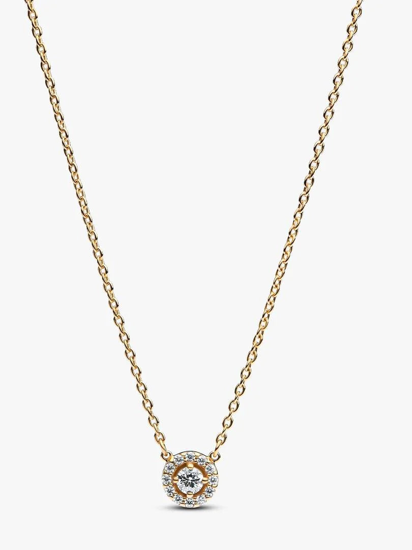 Women's Dainty Gold & Silver Tone Necklaces – Pink Crystal Flower Pendant, Sparkling Round CZ Style Necklace, Elegant Minimalist Jewelry Gifts for Her