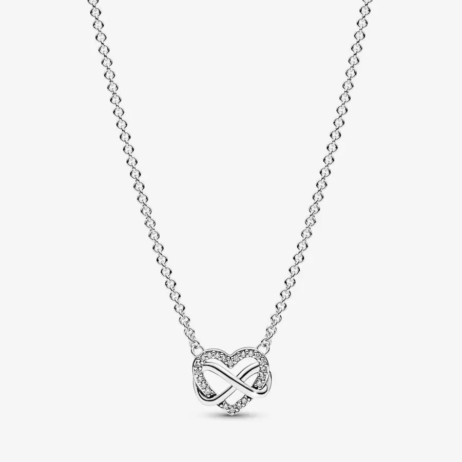 Infinity Heart Jewelry Set – Necklace, Stud Earrings & Charm Bracelet | 925 Sterling Silver Style Gift Set