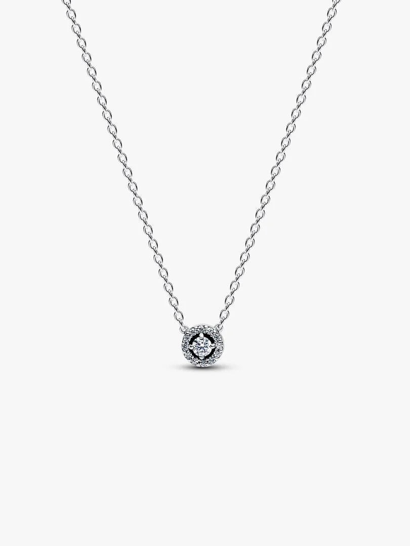 Women's Dainty Gold & Silver Tone Necklaces – Pink Crystal Flower Pendant, Sparkling Round CZ Style Necklace, Elegant Minimalist Jewelry Gifts for Her