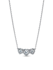 Luxury Heart Crystal Jewelry Set – Necklace, Bracelet & Earrings | Silver Plated Heart Design