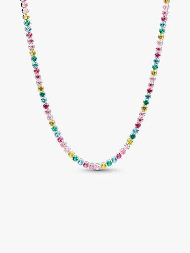 Colorful Crystal Tennis Necklace & Bracelet Set – Multicolor Sparkling Jewelry for Women