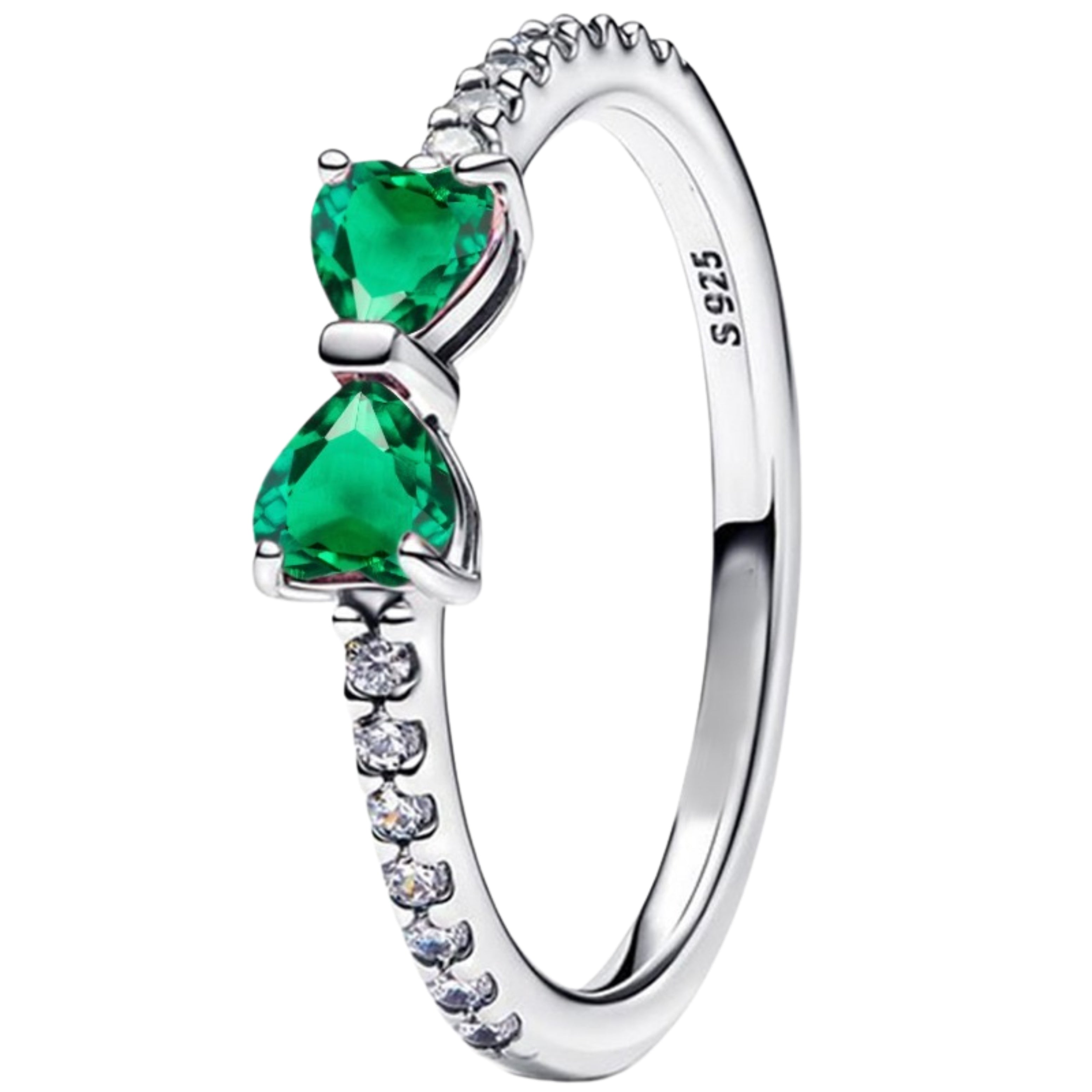 925 Sterling Silver Bow Jewelry Set – Necklace, Ring & Stud Earrings with Color Crystal Stones