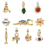 Gold Nature & Symbol Charms for Bracelets – Sun, Evil Eye, Hamsa, Flower & Animal Charms