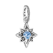 Charms 925 Sterling Silver Princess Charm Set – Glass Slipper & Sparkling Star Dangle Charms