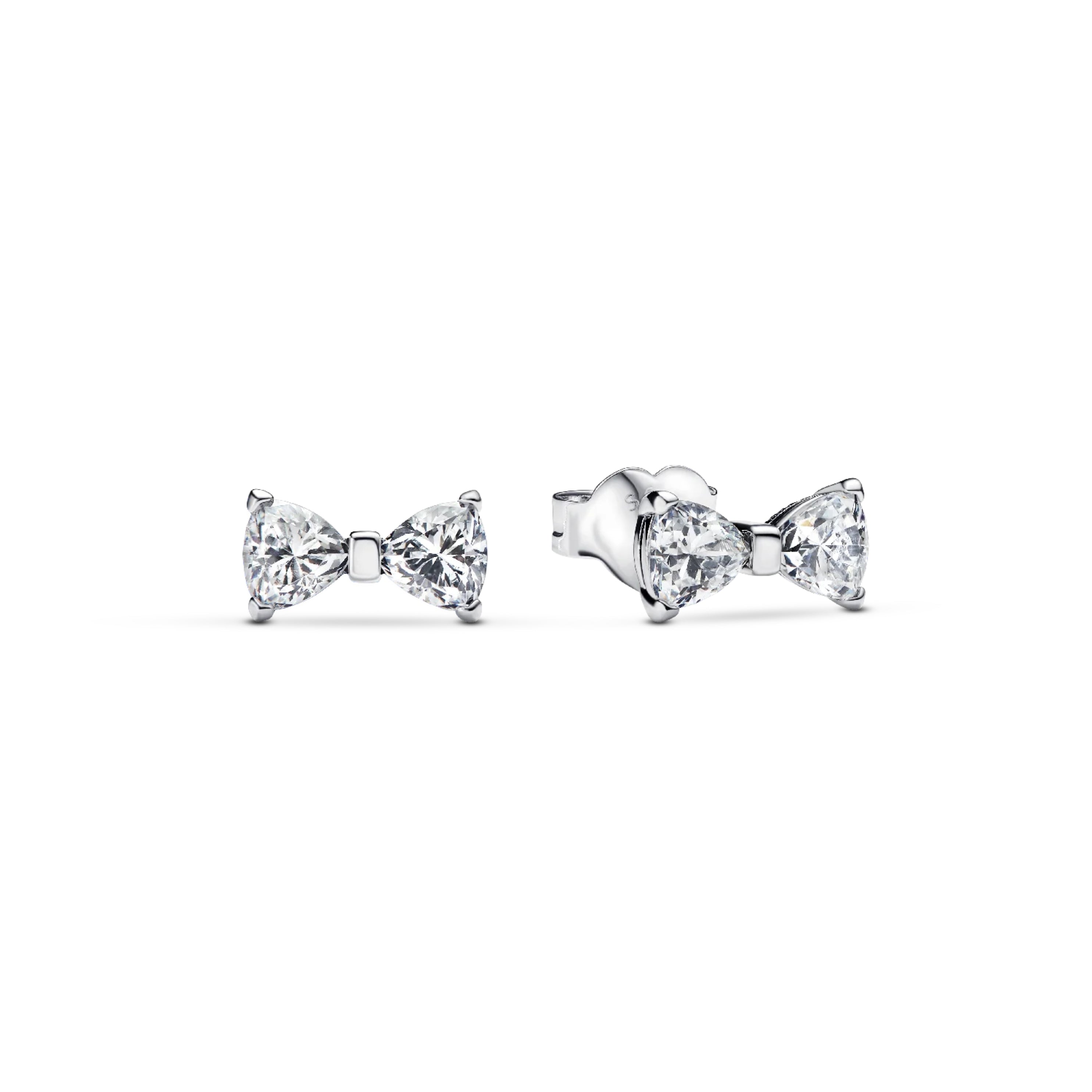 925 Sterling Silver Bow Jewelry Set – Necklace, Ring & Stud Earrings with Color Crystal Stones