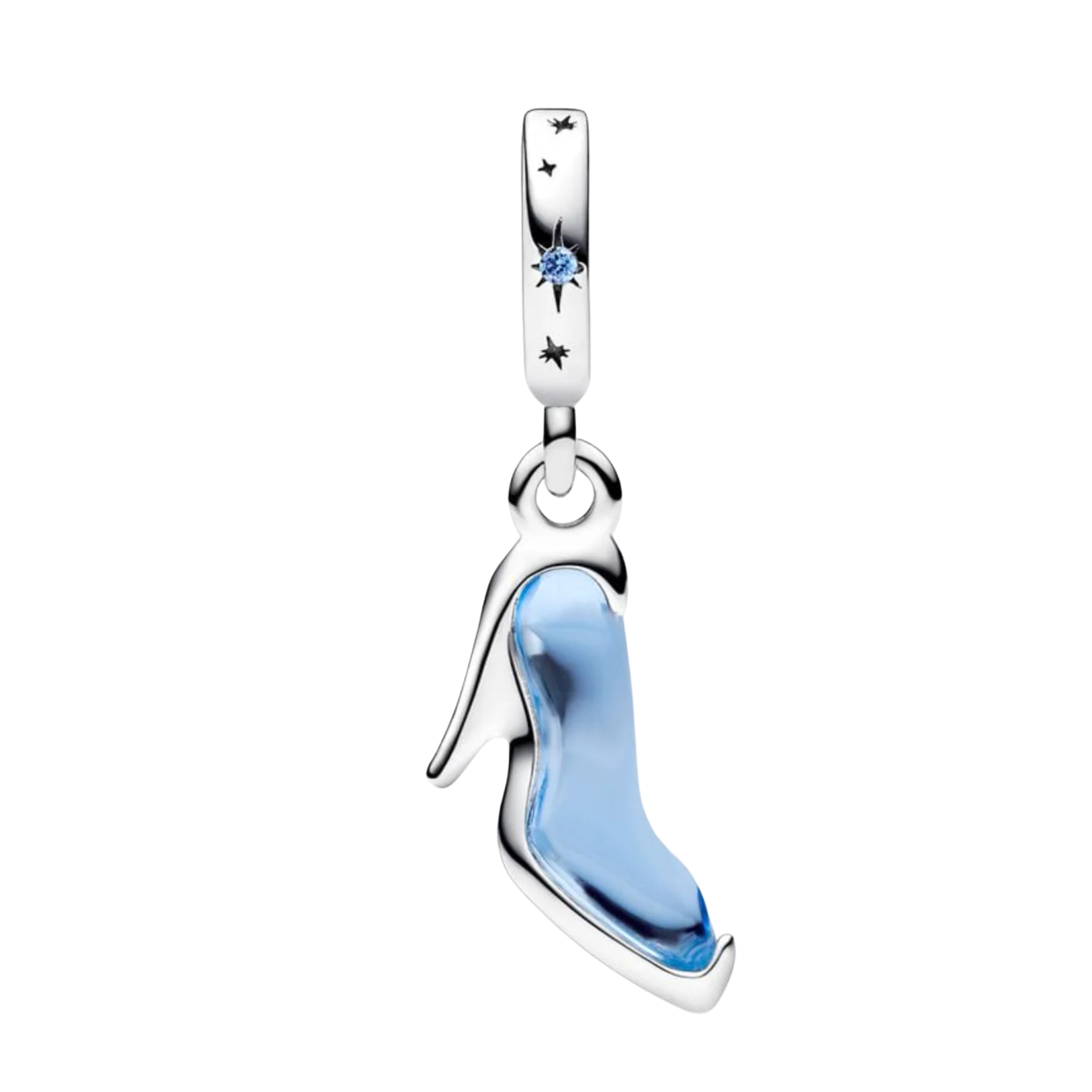 Charms 925 Sterling Silver Princess Charm Set – Glass Slipper & Sparkling Star Dangle Charms