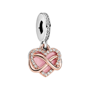 Abalorios de Dijes de Oro Rosa para Pulsera | Dijes Elegantes de Flor, Corazón y Cristal | Joyería de Lujo para Mujer