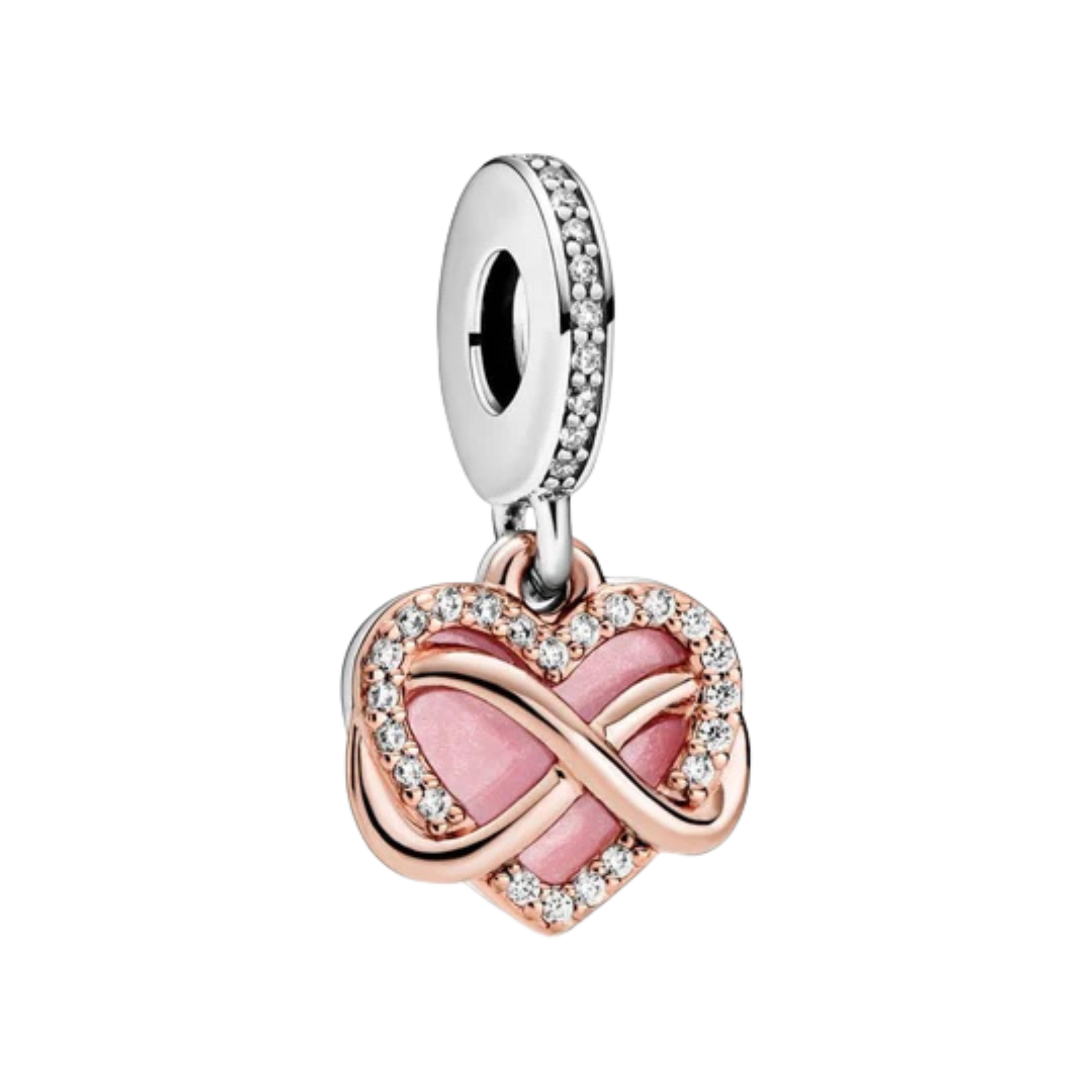 Abalorios de Dijes de Oro Rosa para Pulsera | Dijes Elegantes de Flor, Corazón y Cristal | Joyería de Lujo para Mujer