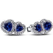 925 Sterling Silver Double Heart Jewelry Set – Necklace, Ring & Stud Earrings with Crystal Stones