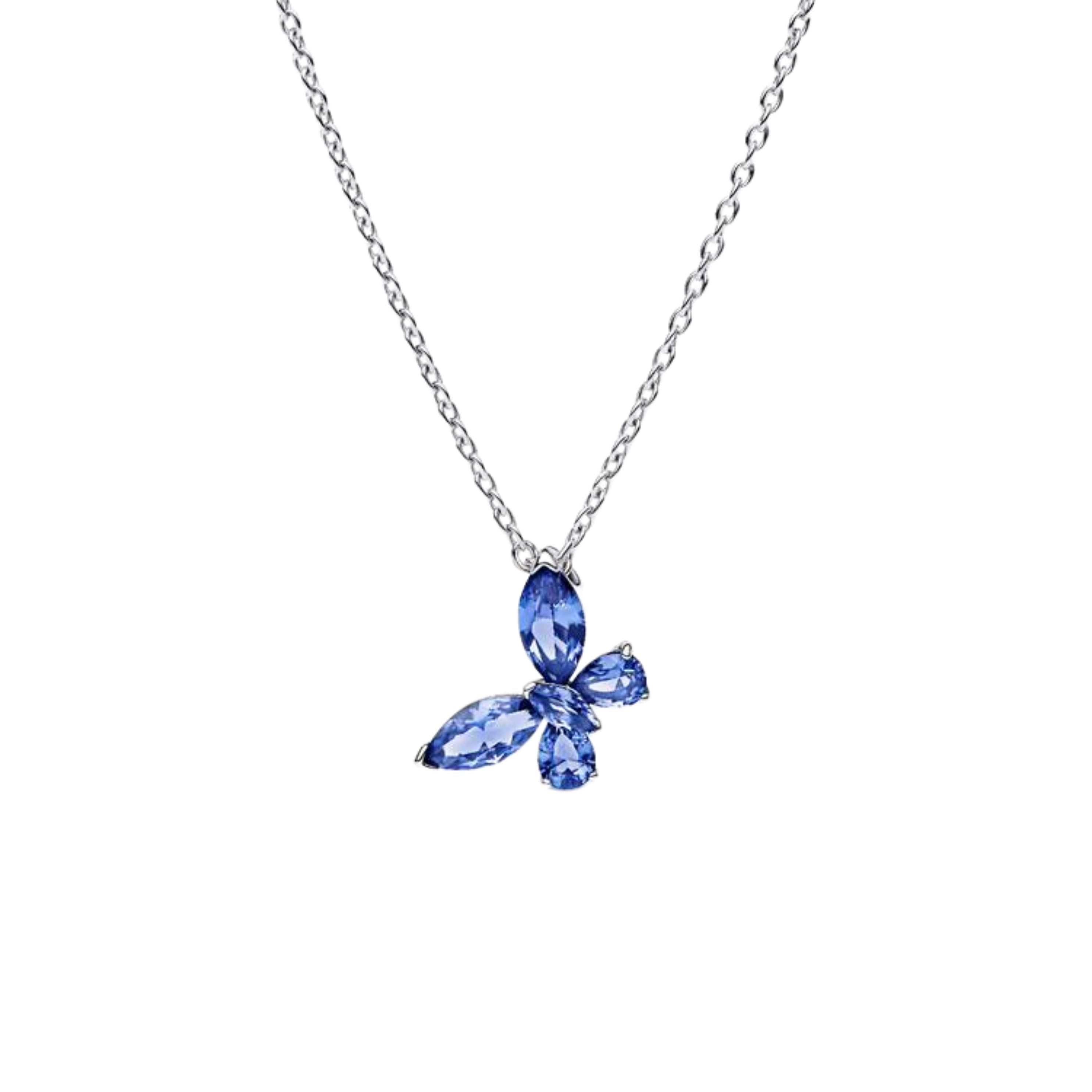 Collares de plata de ley 925 con forma de corazón, mariposa y cinta