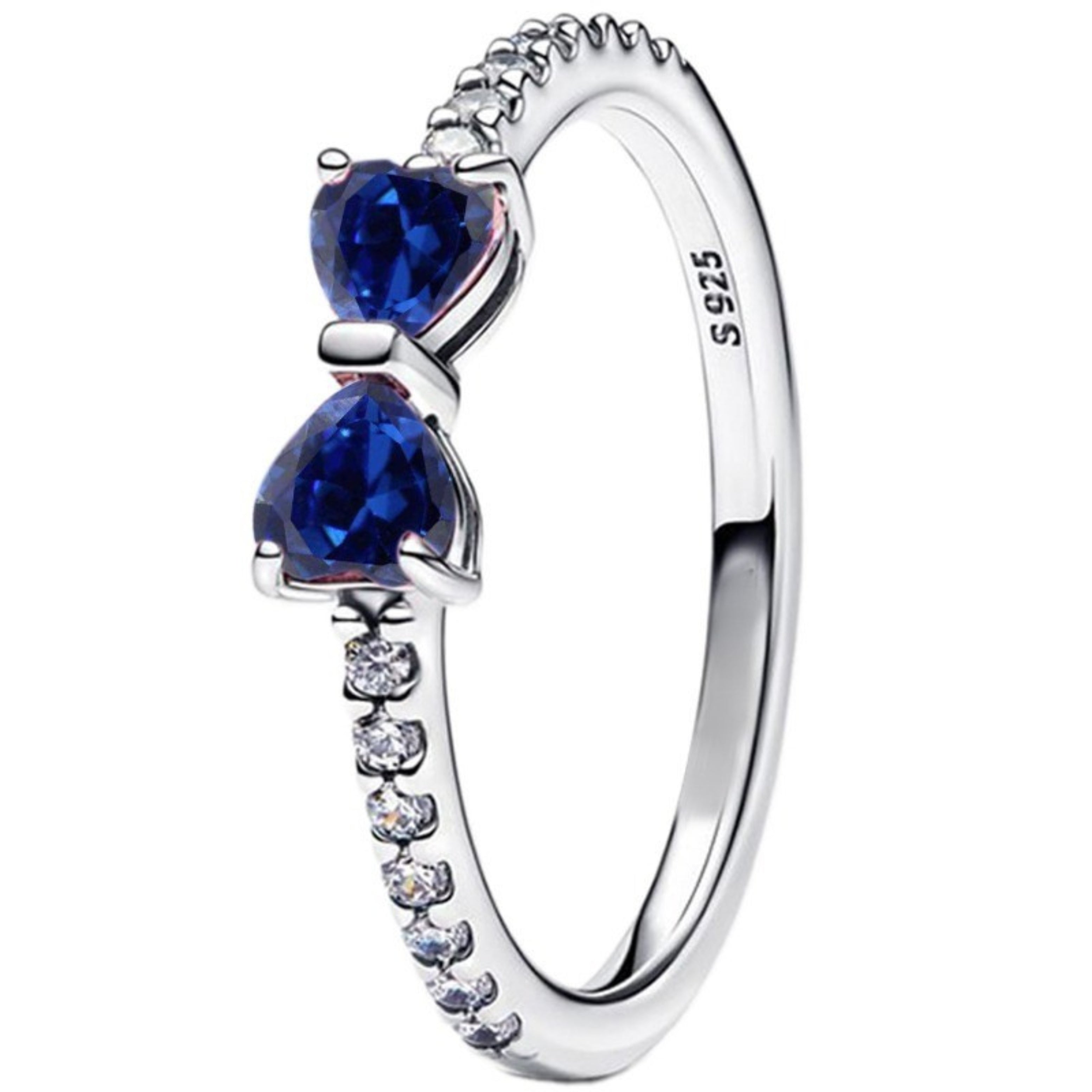 925 Sterling Silver Bow Jewelry Set – Necklace, Ring & Stud Earrings with Color Crystal Stones