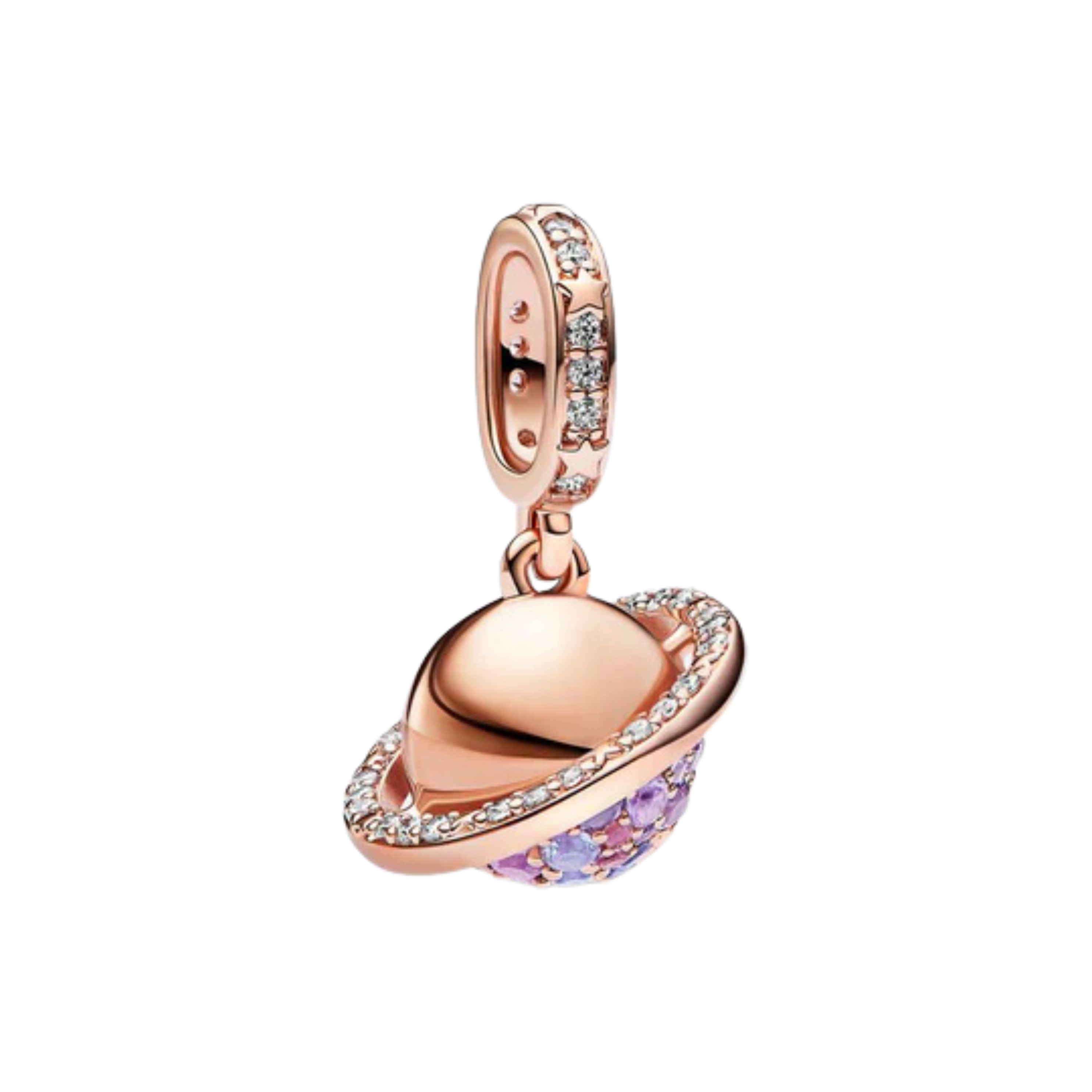 Abalorios de Dijes de Oro Rosa para Pulsera | Dijes Elegantes de Flor, Corazón y Cristal | Joyería de Lujo para Mujer