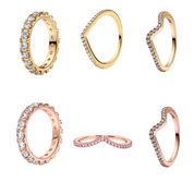 Women's Gold & Rose Gold Stackable Rings – Sparkling CZ Eternity Bands, V Shaped Wishbone Rings, Dainty Wedding Bands, Elegant Fashion Jewelry Gifts for Her