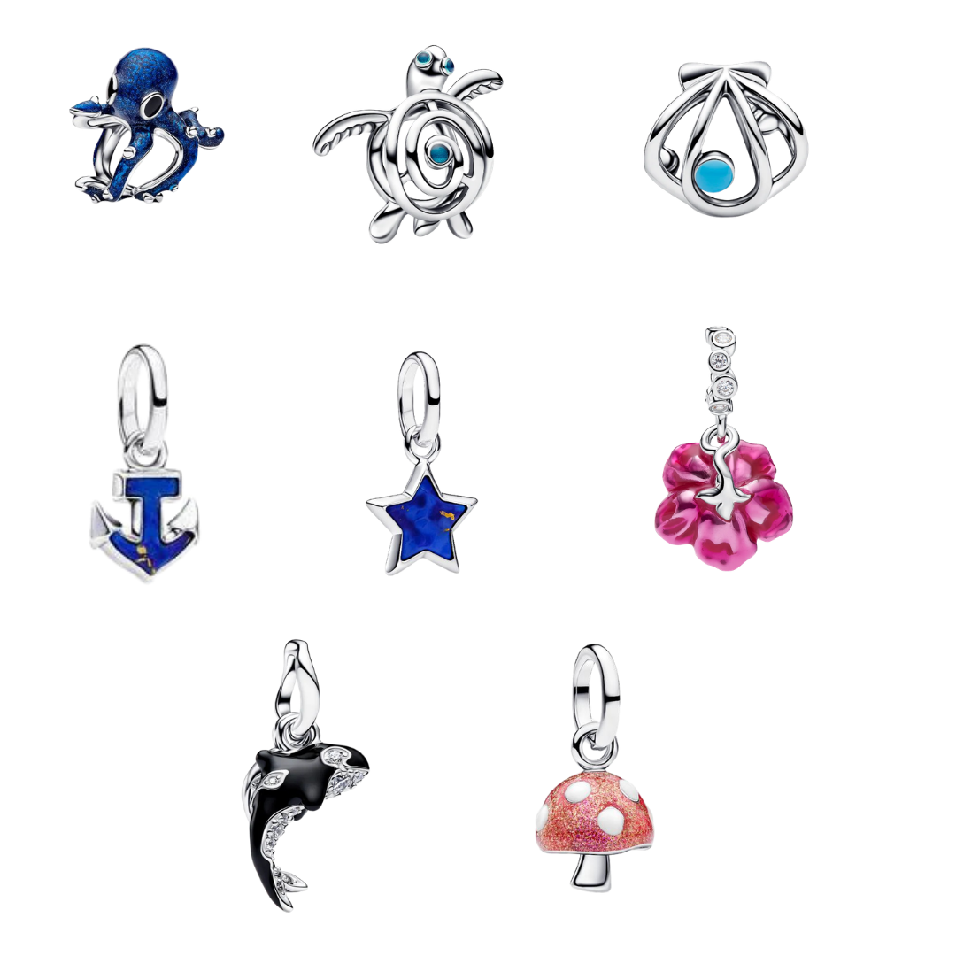 Ocean & Nature Charms for Bracelets – Sea Turtle, Dolphin, Octopus, Anchor & Flower Charms