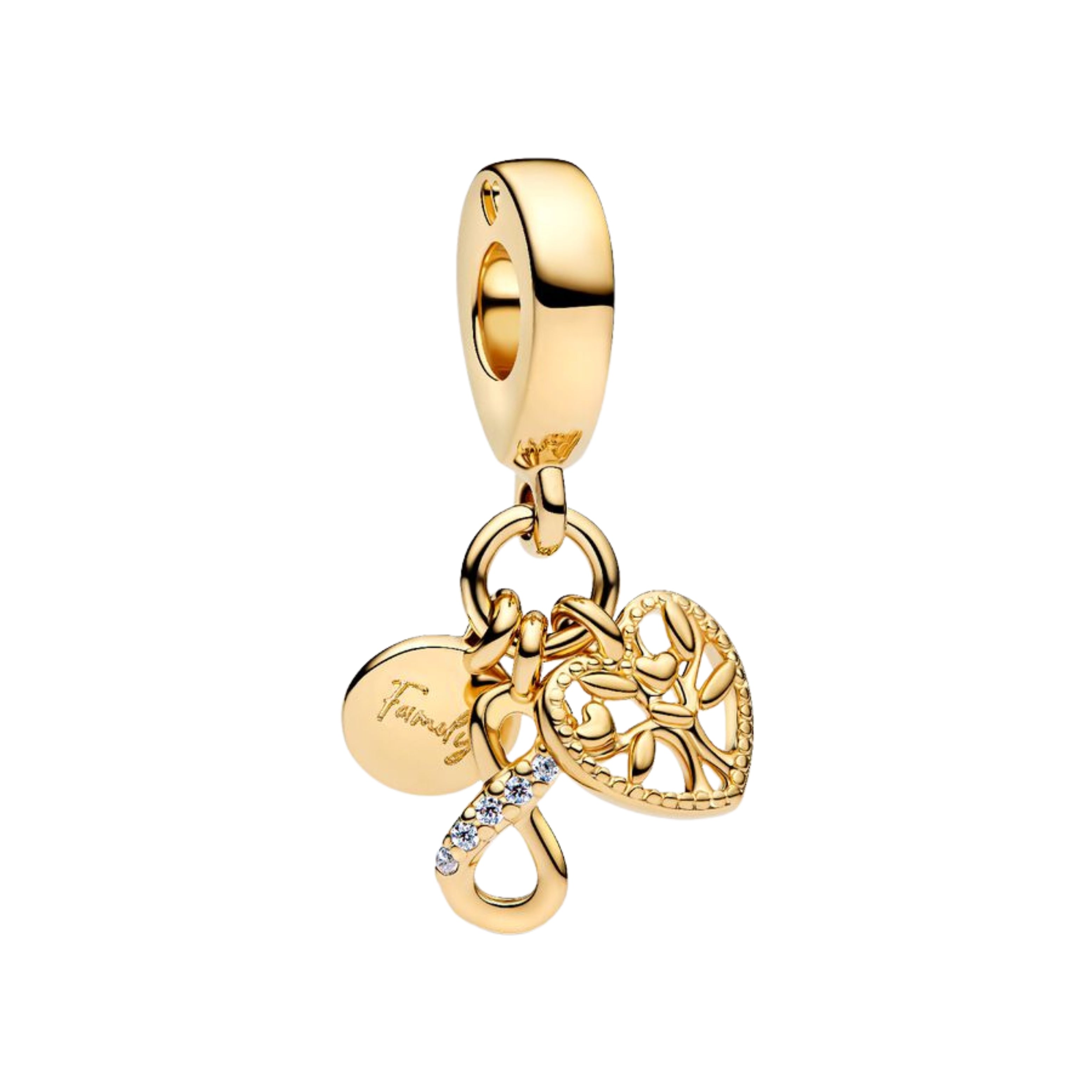 Golden Family Tree Dangle Charm – Family Love Pendant Bead for Charm Bracelets