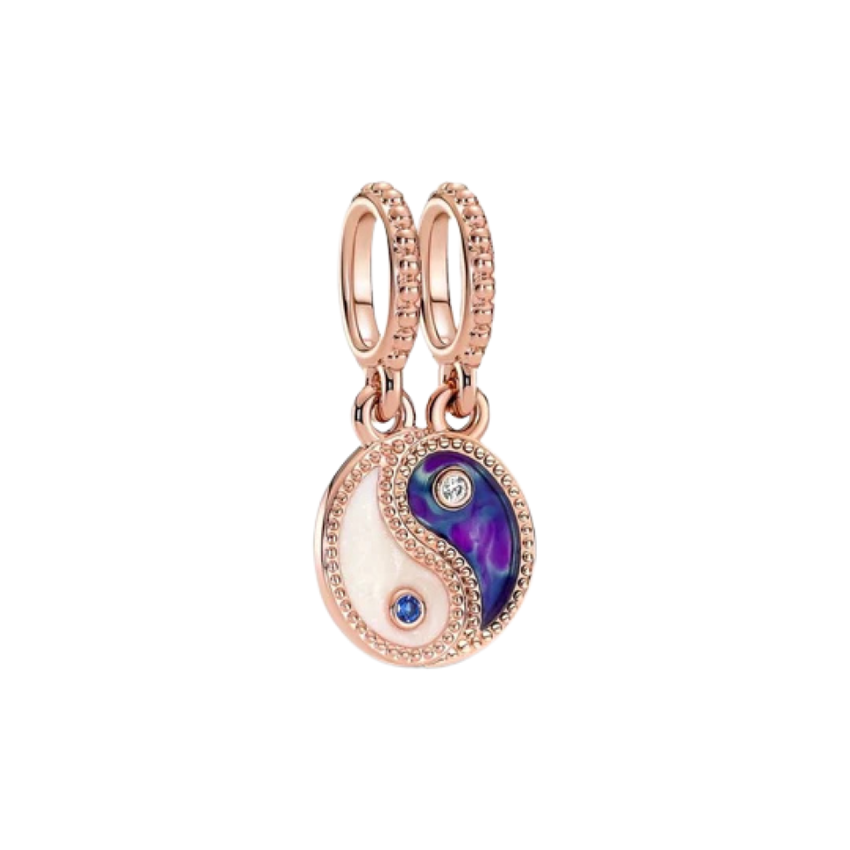 Abalorios de Dijes de Oro Rosa para Pulsera | Dijes Elegantes de Flor, Corazón y Cristal | Joyería de Lujo para Mujer