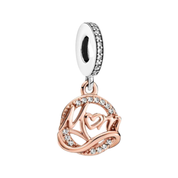 Abalorios de charms de amor y pareja para pulsera | Charms de corazón, candado, campana y oro rosa | Regalo de joyería romántica para mujer