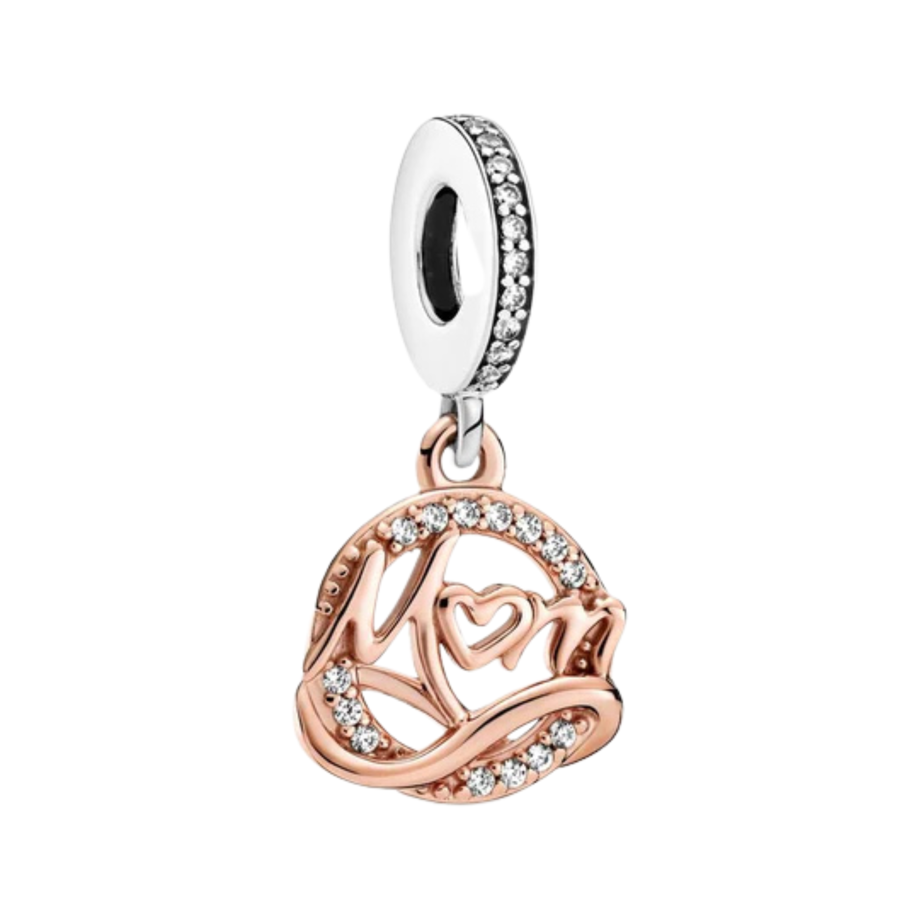 Abalorios de charms de amor y pareja para pulsera | Charms de corazón, candado, campana y oro rosa | Regalo de joyería romántica para mujer