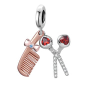 Precioso dije de plata de ley 925 para pulsera: corazón, corona y ojo malvado. Regalo.