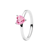 Women's Silver Tone Pink Crystal Rings – Sparkling Heart, Flower & Round Stone Designs, Dainty Stackable Rings, Elegant Fashion Jewelry Gifts for Her